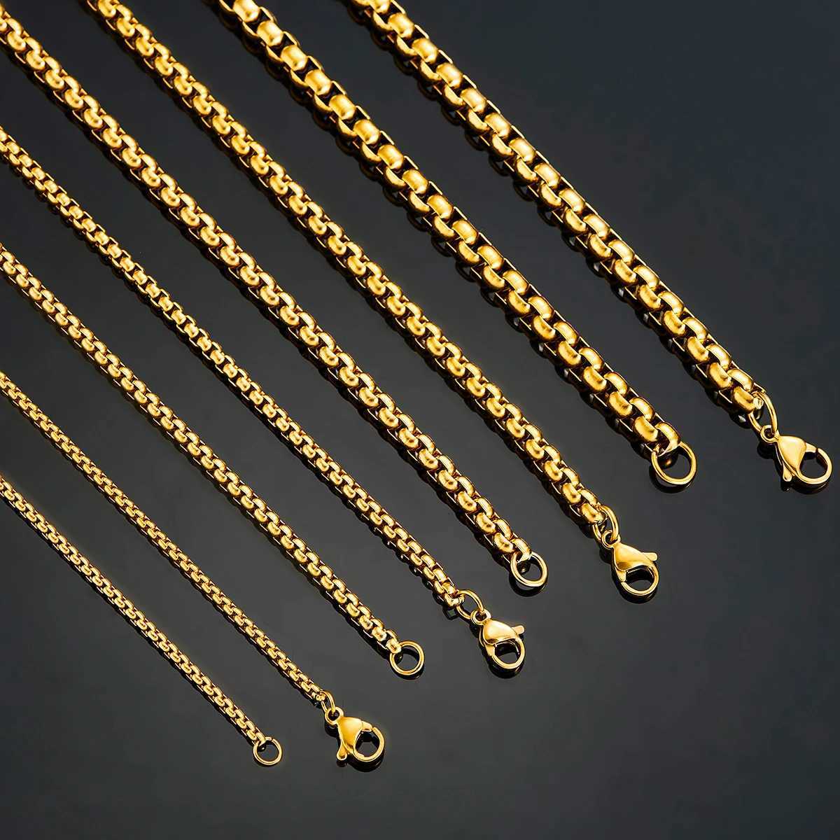 1 Piece 2mm/3mm/4mm/5mm Thickness Gold Color Link Jewelry Classic Curb Necklace Stainless Steel Chain for Men WomenX240919