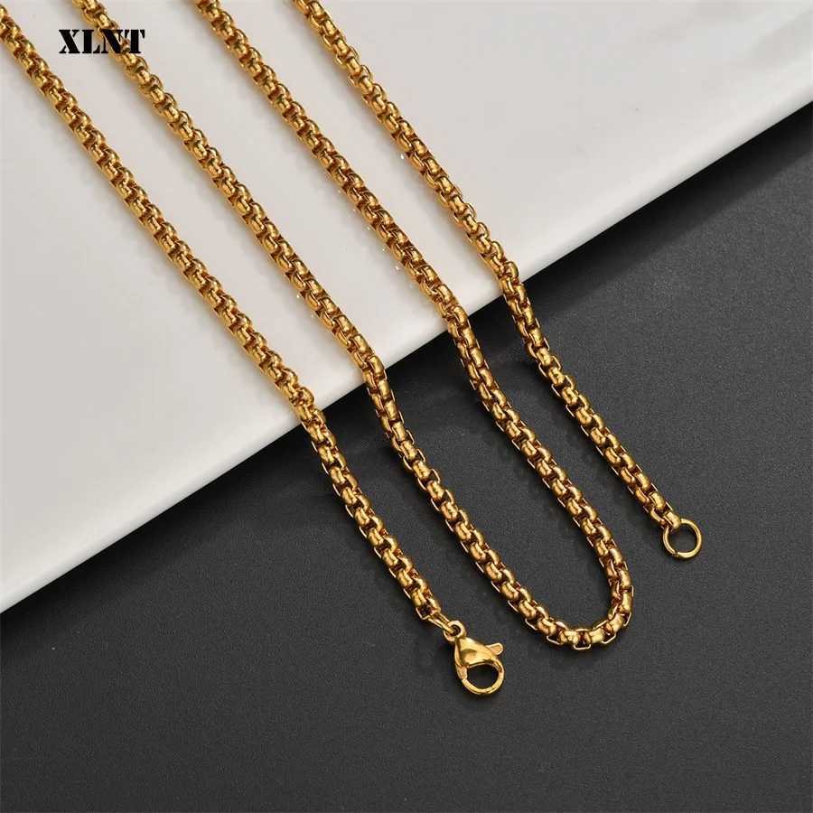 XLNT 2MM 2.5MM 3MM Box Chains Stainless Steel Necklace DIY Long Necklaces Jewelry for Women Men Statement 45CM-75CMX240919