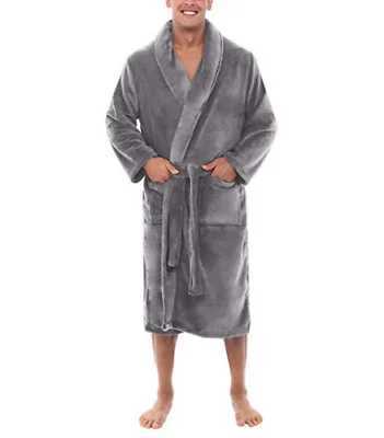 Fashion Men Winter Robes Warm Lengthened Plush Shawl Bathrobe Home Sleepwear Robe Coat Y240919