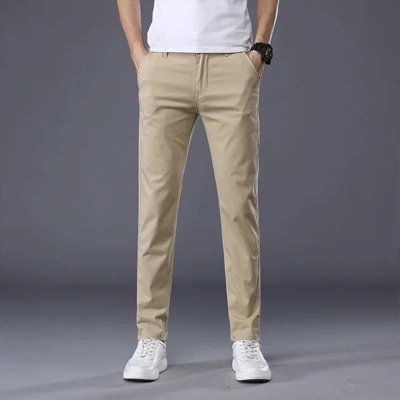 7-color mens classic summer thin casual pants business fashion elastic cotton ultra-thin solid color mens brand clothing W240919