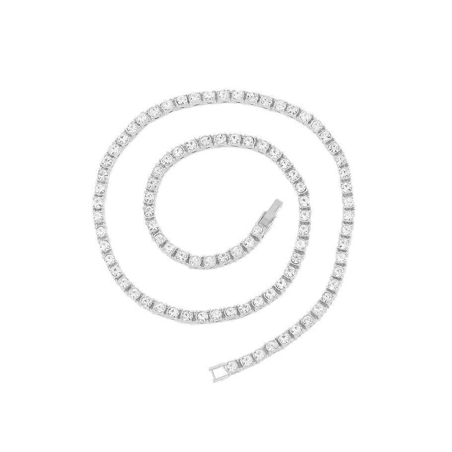 Full Rhinestone 4mm Wide Tennis Link Chain 8/18/20/24 Length Necklace Shiny Fashion Trendy Jewelry Men Women Hip Hop GiftX240919