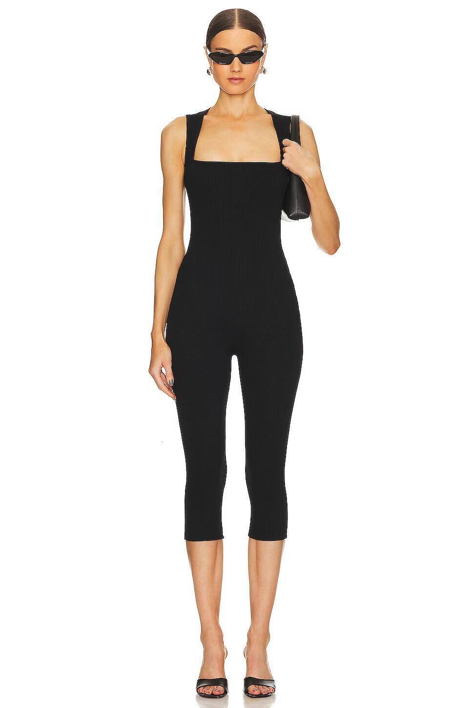 2024 Women Ribbed Jumpsuit Casual Solid Romper Summer Bodycon One Piece Sexy Sleeveless Tank Top Skinny Workout Daily Outfit