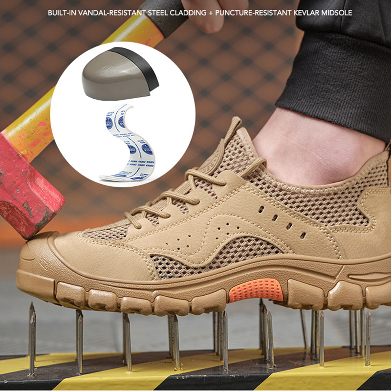 Summer Breathable Work Sneakers Men Safety Protective Shoes Puncture-Proof Anti-smash Steel Toe Shoes Working Safe Shoes