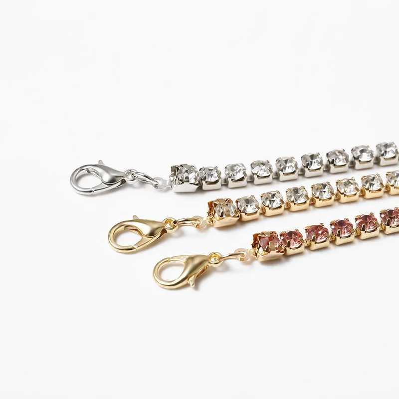 1 Row Rhinestone Tennis Chain Choker Necklace for Women Shine Silver Color Clavicle Neck Accessories Hip Hop Wedding JewelryX240919