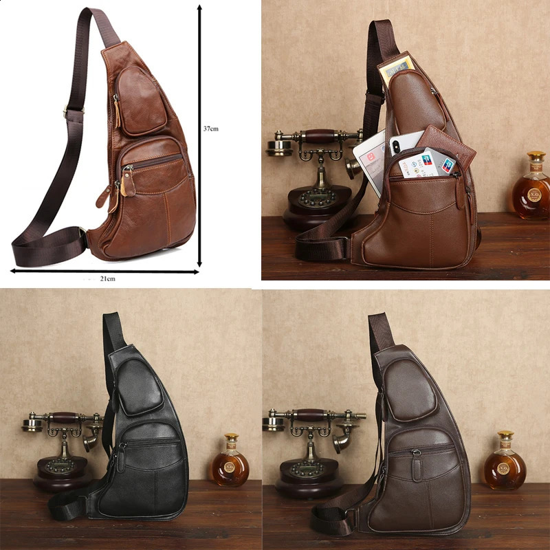 Mens small PU leather casual business shoulder bag cross body travel sling messenger hanging chest 240919