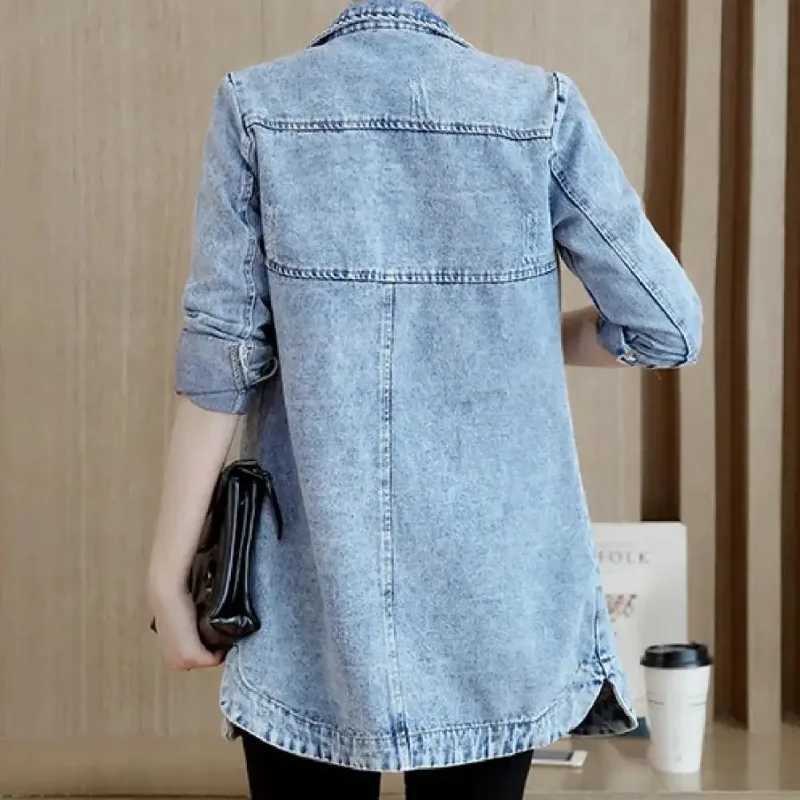 Trending Products Large Size Trench Coat Women Outerwear Denim Jacket Embroidery Autumn Clothing European Fashion 2024X240920