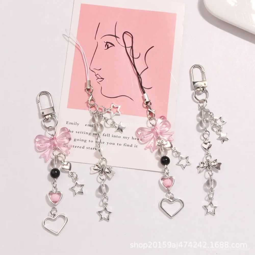 Delicate Bow Star Heart Keychain For iphone Creative Lanyard Key Chain Bag Phone Pendant Chain Y2K Kpop Jewelry Girls GiftX240919