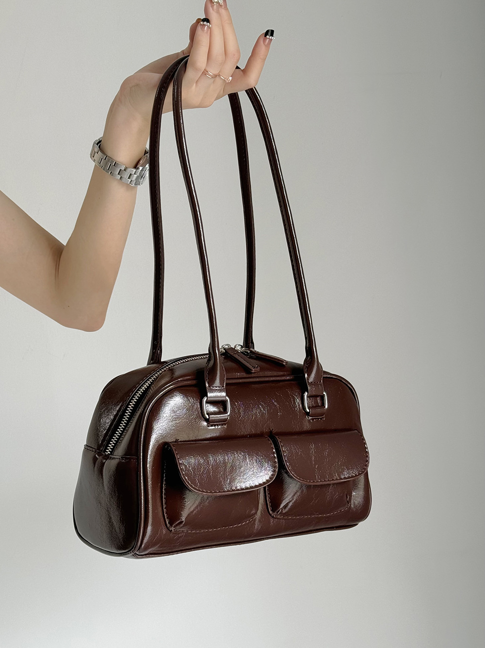 New bowling bag handbag from South Korea A niche retro large capacity design bag