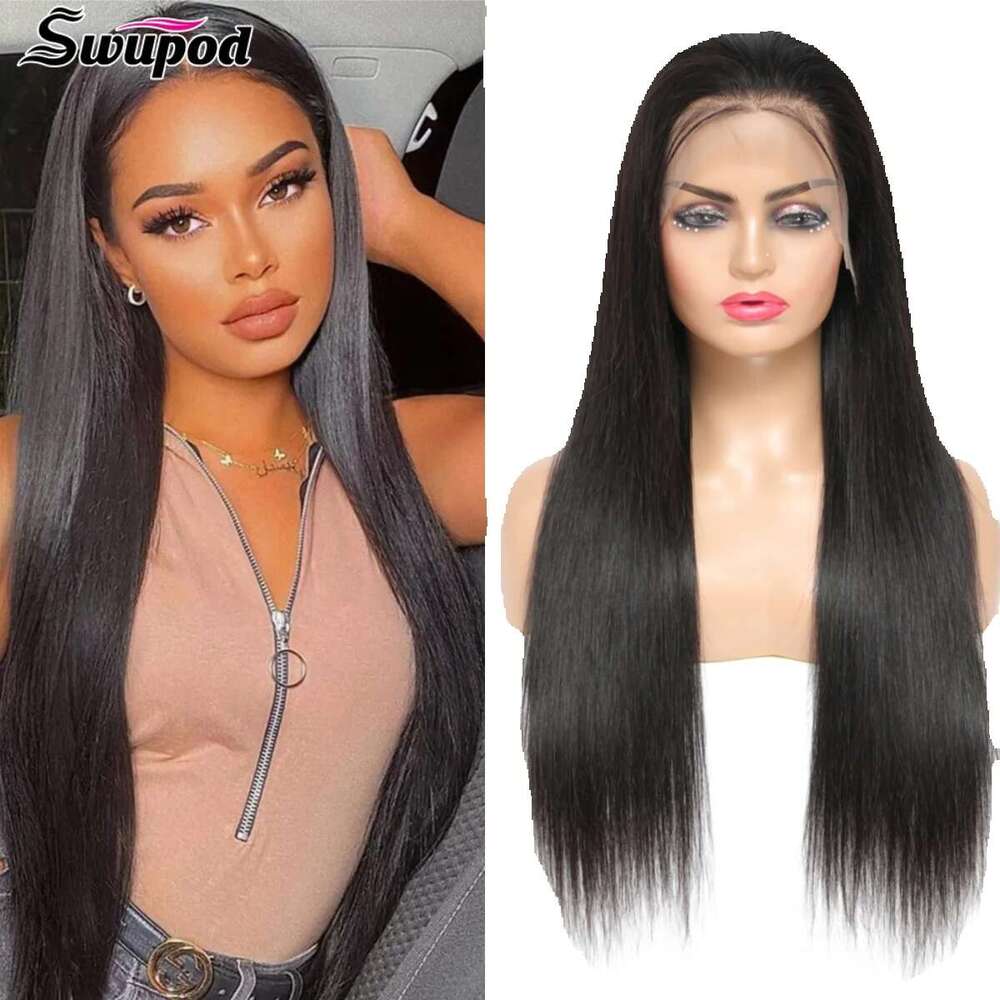 Swupod 13x4 13x6 HD Wig for Women Straight Remy Brazilian Natural Black Frontal Lace Front Human Hair Wigs