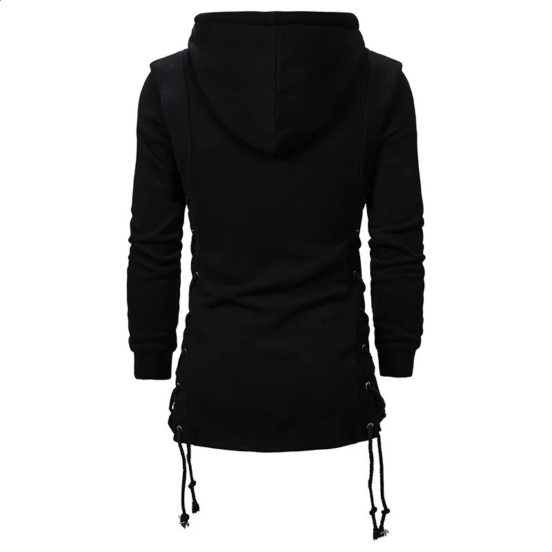 Mens Black Fashionable Zipper Hoodie Sportswear Hip Hop Casual Street 240911