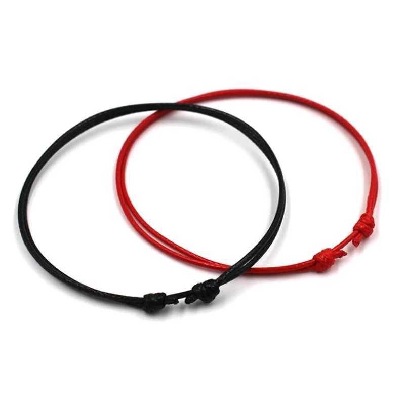 Rope Anklet Black White Red Color Adjustable Classic Men Women Summer Barefoot Adjustable And Versatile Couple Bracelets Y240920