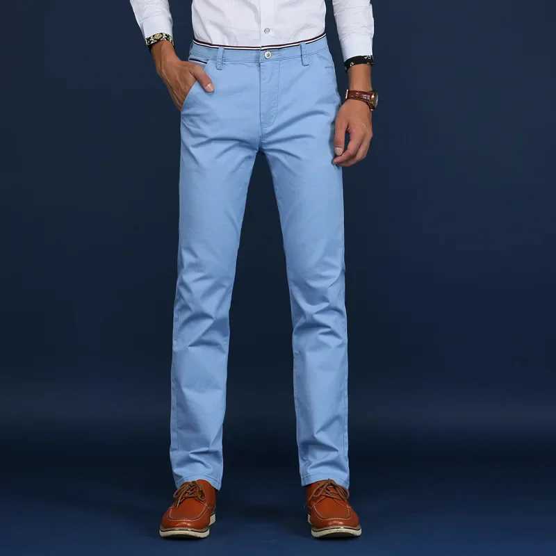 Classic style mens spring and summer thin casual pants fashionable business pure cotton solid color office pants high-quality mens pants W240919