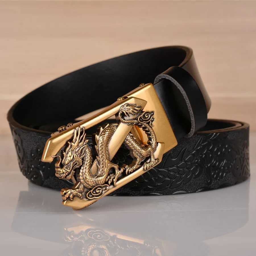 High quality mens dragon design alloy deduction style belt fashionable embossed cow belt jeans and casual pants accessories W240920