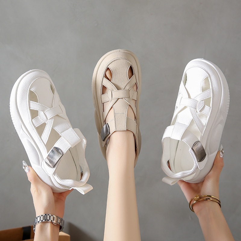 2024 Little White Shoes Women's Summer New Korean Edition Instagram Female Student Leisure Hollow out Versatile Sandals Street Shoot JC73