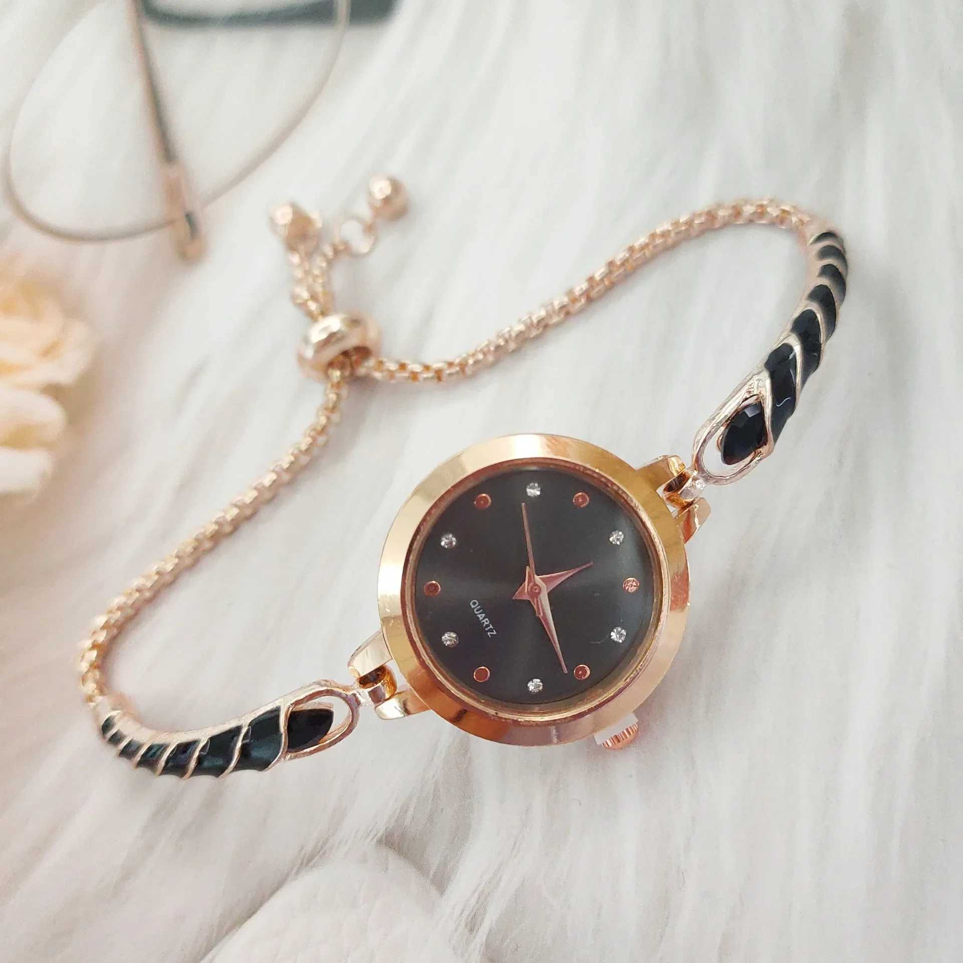 New Watch for Women Fashionable Colorful Drill Thin Band Drill Round Women Watch Adjustable PU Bracelet Watch Relojes Para MujerX240920