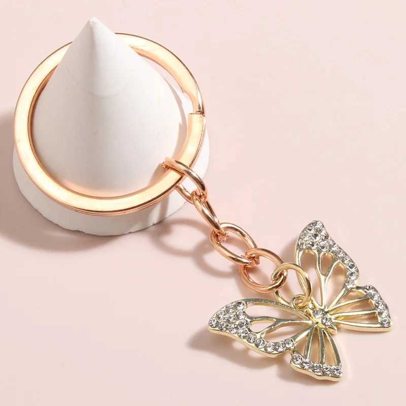 Cute Animal Keychain Hollow Butterfly Crystal Key Ring Enamel Key Chains Souvenir Gifts For Women Men DIY Handmade JewelryX240919