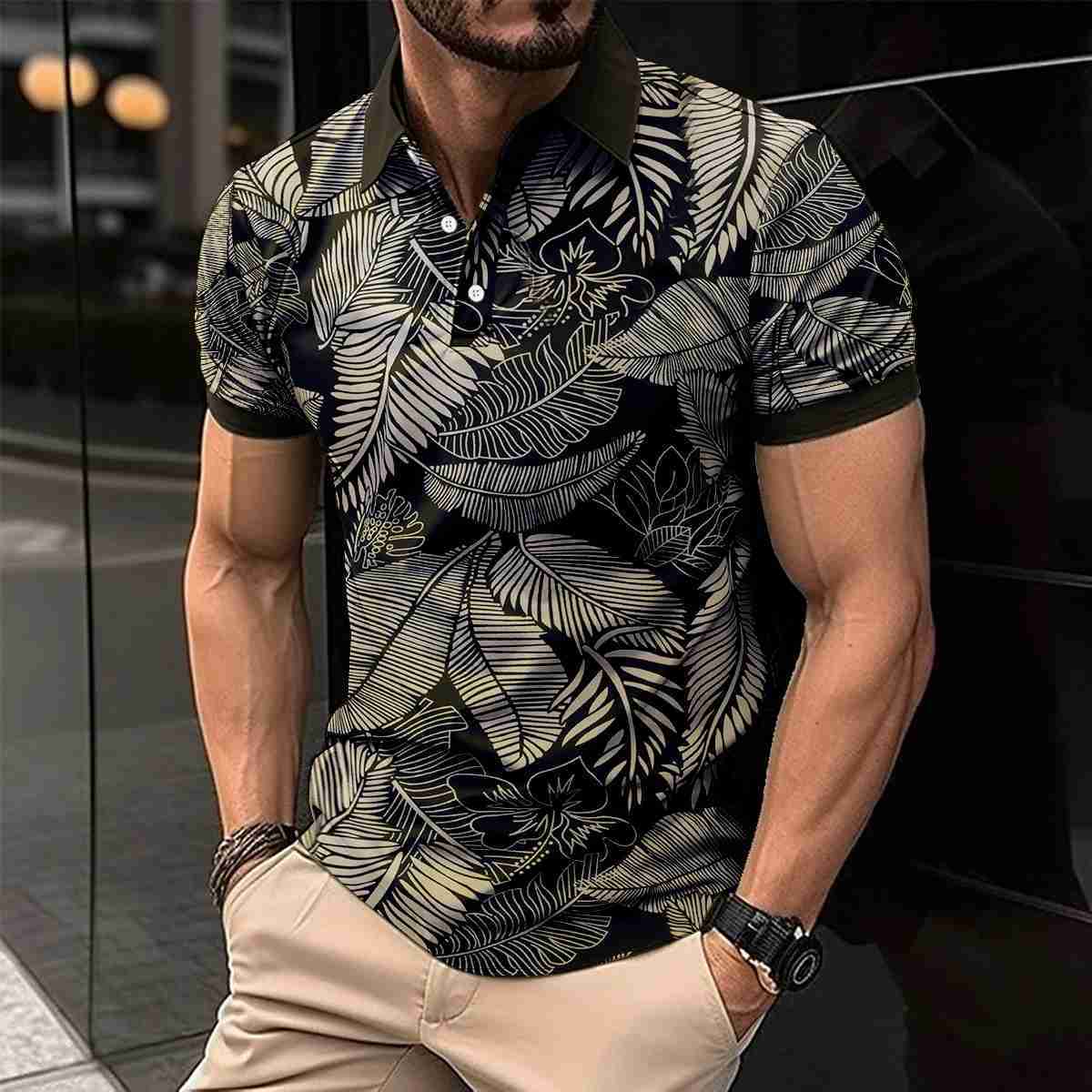 2024 New Summer Mens Best-Selling Polo Shirt Striped Printed Mens Clothing Color Patchwork Polo Casual Sports Mens ShirtXJ240920