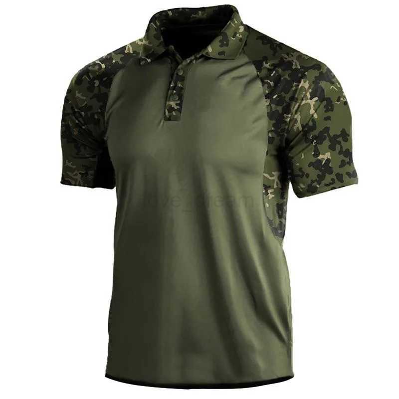 Summer Print Polo Shirts Men Fashion Camouflage Patchwork Short Sleeve Polos Outdoor Sports Fitness Tops Mens Breathable TeesXJ240920