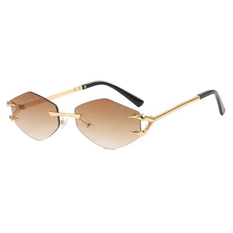 Rimless Diamond Sunglasses Square Women Men Retro Sun Glasses Brand Designer Eyewear UV400 Shades Oculos Female GafasX240920