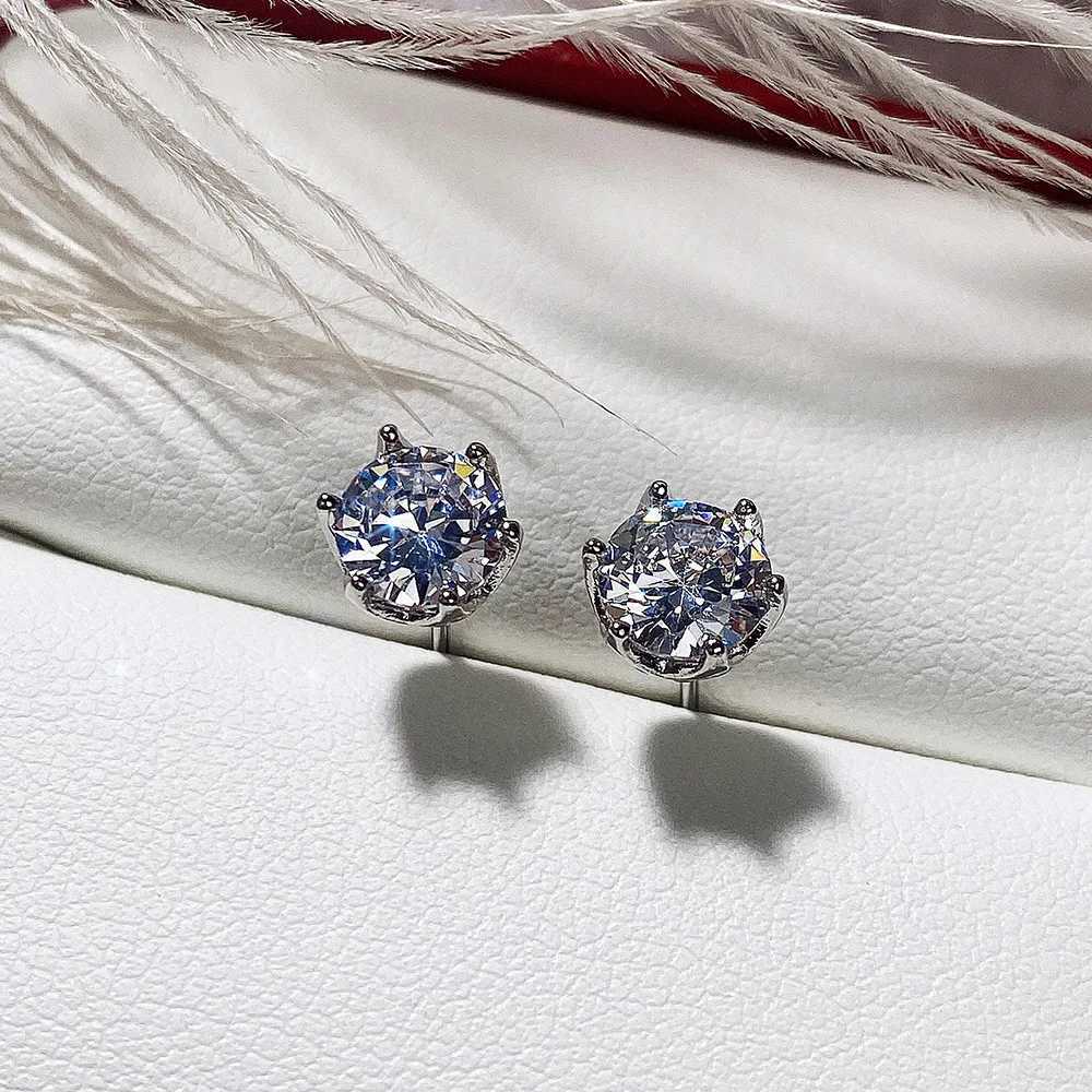 100% 925 sterling silver 0.5-1 carat D-color Moir stud earrings suitable for womens high-quality sparkling wedding jewelry W240919