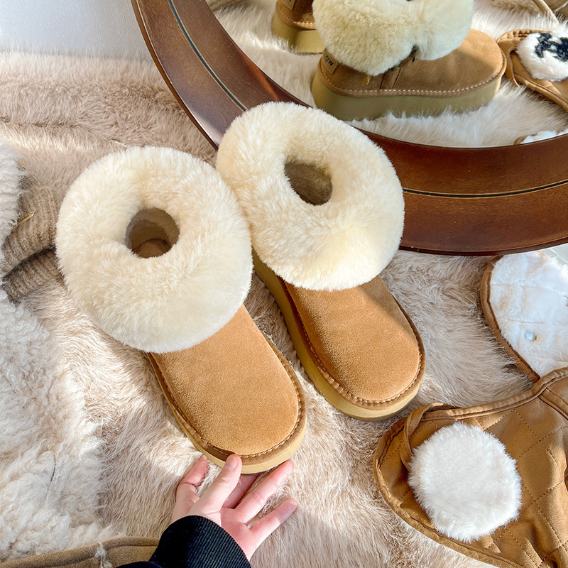 2024 New Winter Thick Bottom Warm Cotton Shoes with Velvet and Thick Bottom