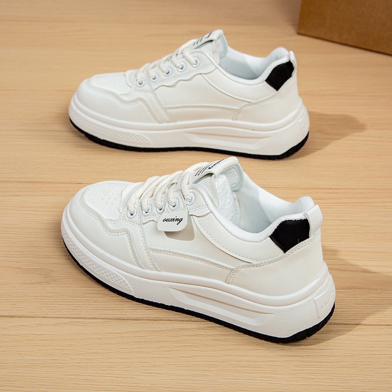 Thick soled white shoes for women, 2024 autumn new versatile comfortable board shoes, round toe student sports and leisure HX-Q1811
