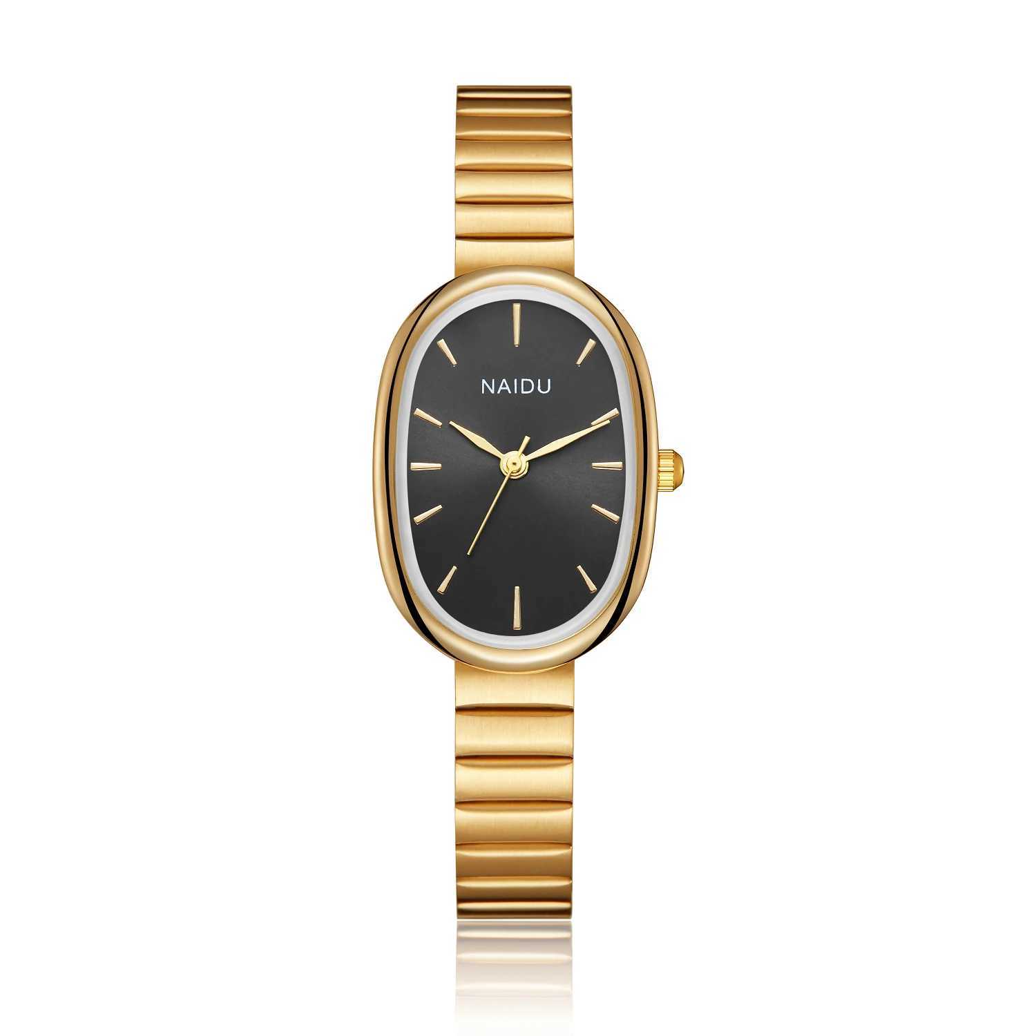 Women Quartz Watch Luxury Oval Shaped Fashion Mini Case Small Roman Numeral Dial Female Full Metal Band Watches Niche WristwatchX240920