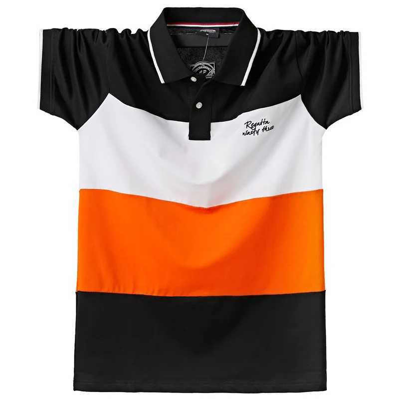 Stripe Polo Shirt Men Big Size 6XL Short Sleeve Polo Shirts Summer Breathable Color Contrast Cotton Tops Plus Size 5XL 6XLX240920