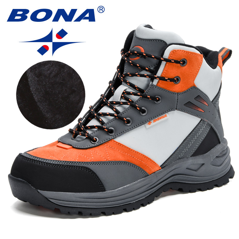BONA 2024 New Designers Action Leather Climbing & Fishing Men Outdoor Shoes Man New High Top Winter Boots Plush Comfy ad48