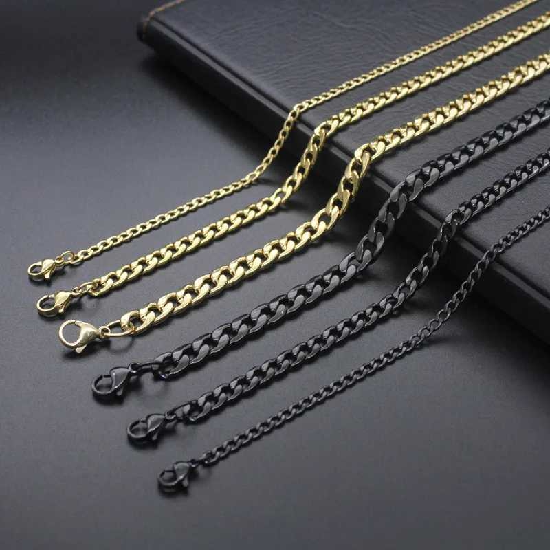 3-11mm Mens Curb Chain Necklace Silver Color Stainless Steel Curb Cuban Link Long Chain for Unisex Men Punk Classic JewelryX240919