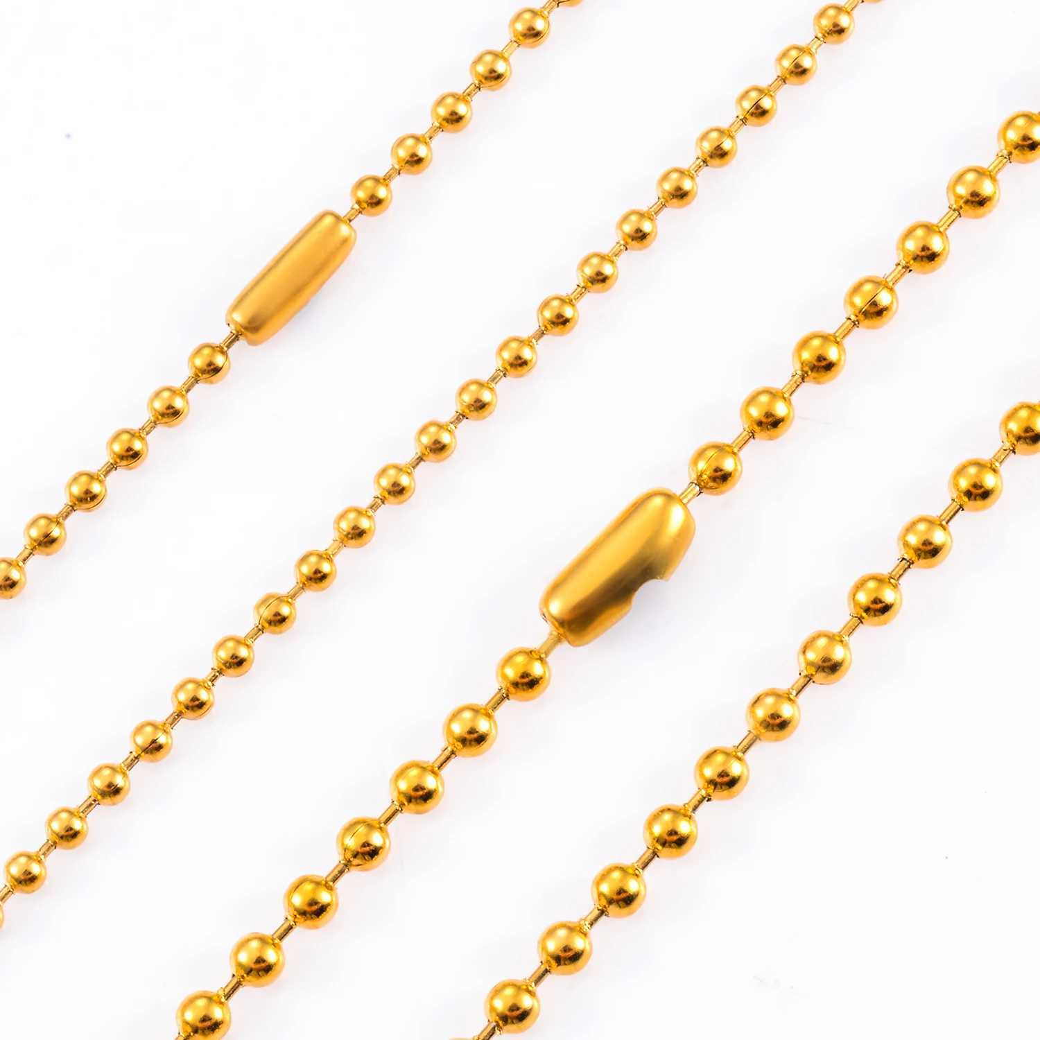 Wolesale Stainless Steel Round Bead Ball Chain Necklace Gold Color Matching Adjustable Pull Connector For Women Men JewelryX240919