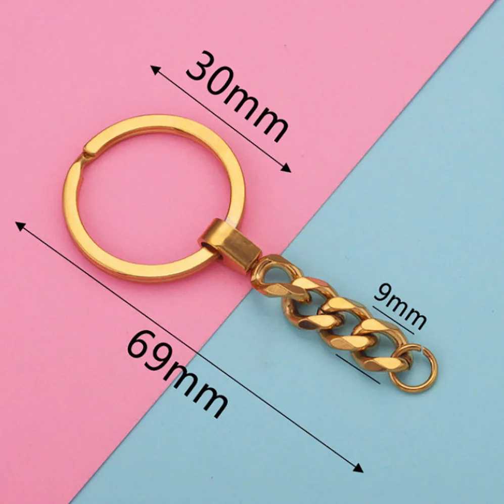 4PCS Stainless Steel KeyRing Keychain Metal Split Ring With Short Chain Key Ring DIY Key Chains Accessories WholesaleX240919