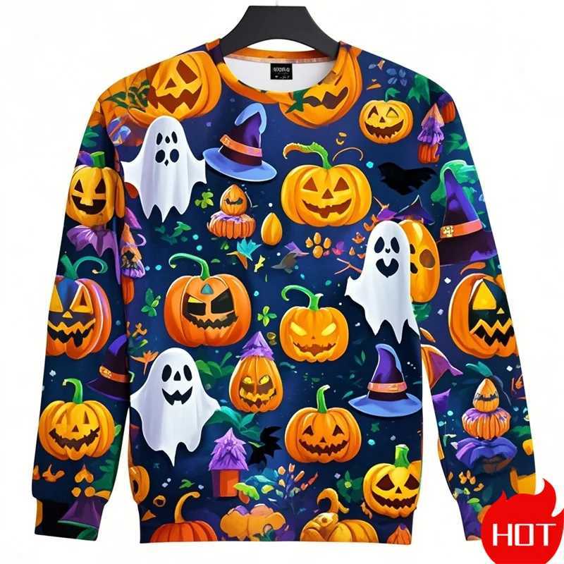 Hararjuku 3D Printing Horror Happy Halloween Sweatshirts Pumpkins Graphic Round Neck Hoodie Kid Funny Streetwear Clothing Tops Y240920