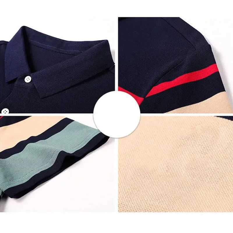 Fashion Men Summer New Striped Polo Shirts Short Sleeve Button Knit Lapel Pullover Business Casual Mens Loose Clothing Top 2022X240920