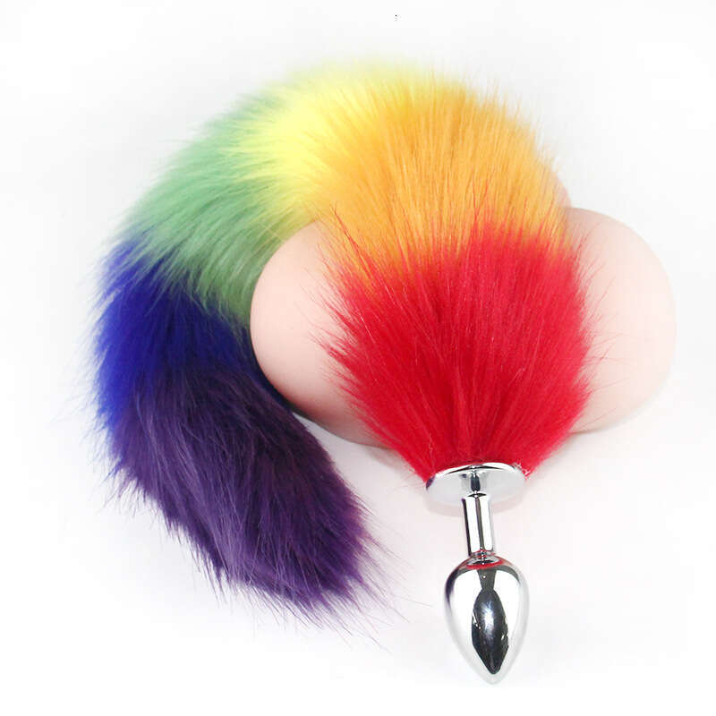 Sex toys SM props Metal backcourt anal plug Colorful tail anal plug Female slave training Alternative adult products