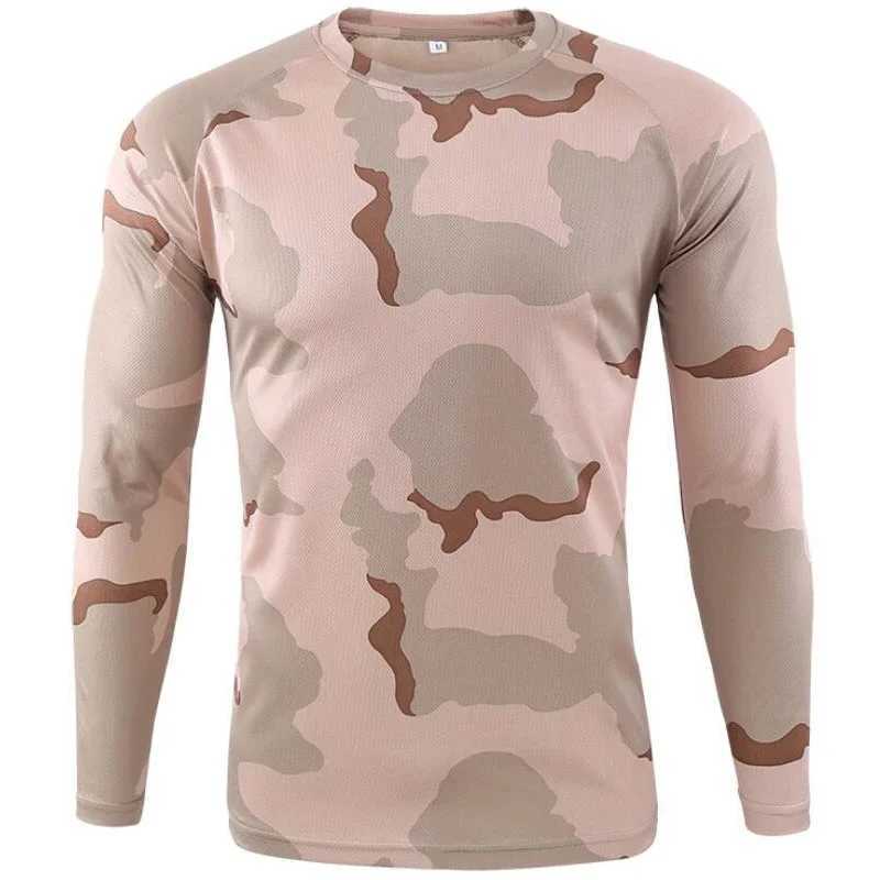 Camouflage T Shirt Men Breathable Quick Dry Long Sleeve T-shirt Mens Outdoor Sports Trip Tactical Training Hunting Tops TshirtsX240919