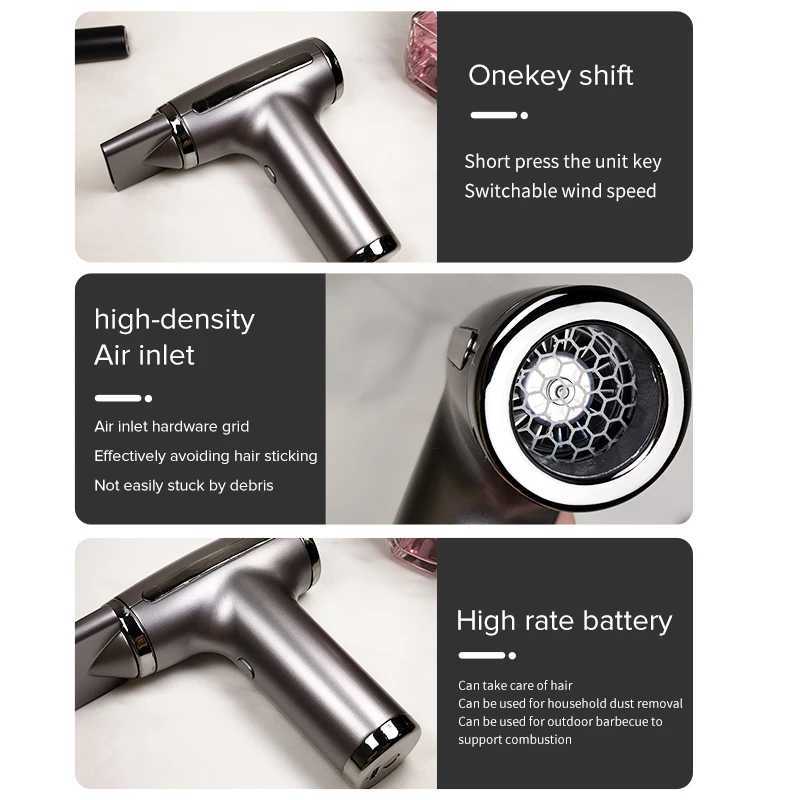 Electric Hair Dryer QXXZ Wireless Hair Dryer High Speed Cordless Mini Travel Tool 120000 RPM Multi Functional Convenient Outdoor Inflatable