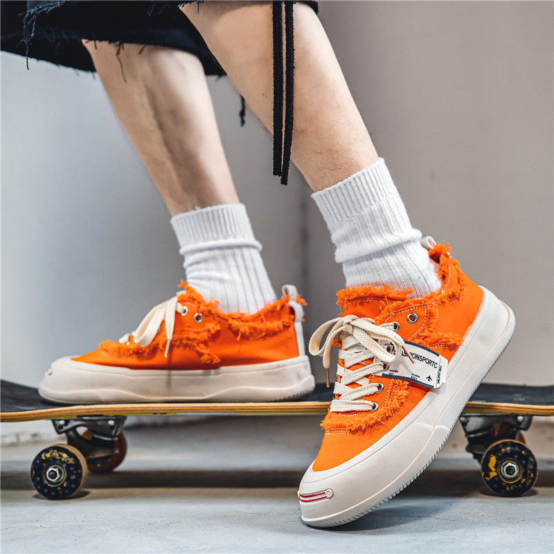 Fashion 2023 Orange Casual Platform Designer Mens Canvas Sneakers Street Vulcanized Shoes Men atillas 636e