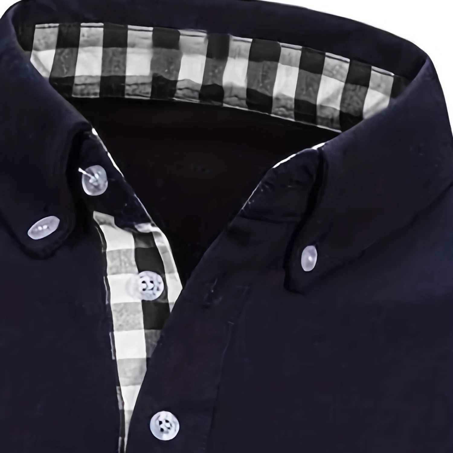 2023 Autumn New Fashion Mens Long Sleeve Solid Color Classic Polo Shirt Casual Business Patchwork Plaid Collared Shirts for MenX240920