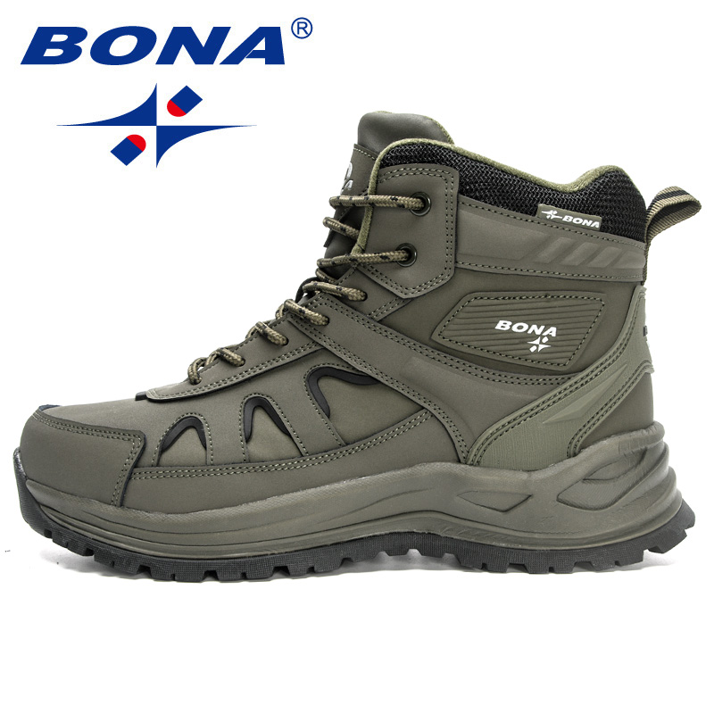 New 2023 BONA New Designers High Top Hiking Men Anti-Slip Outdoor Climbing Trekking Shoes Man Tactical Plush Winter BootsBoots ca45
