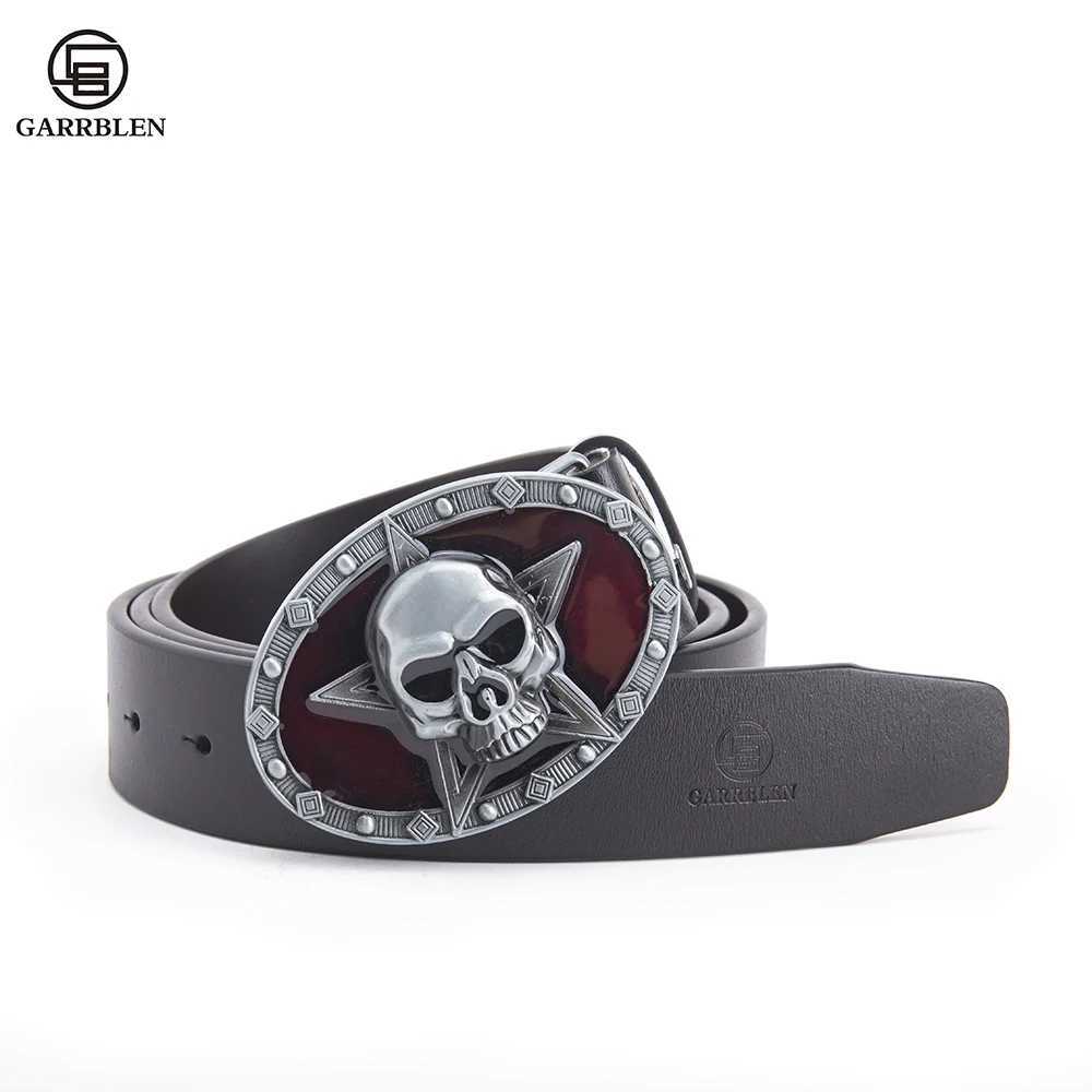 Garrblen Mens Belt Luxury Designer High Quality Genuine Pin Buckle Leather Belt Retro Cowboy Belt Mens Jeans W240920