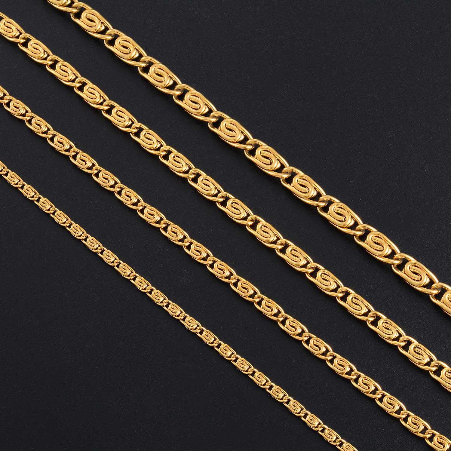 Yadreva Handmade Unwelded Gold Color Marine Necklace Figaro Stainless Steel Chain Fashion Jewelry FindingsX240919