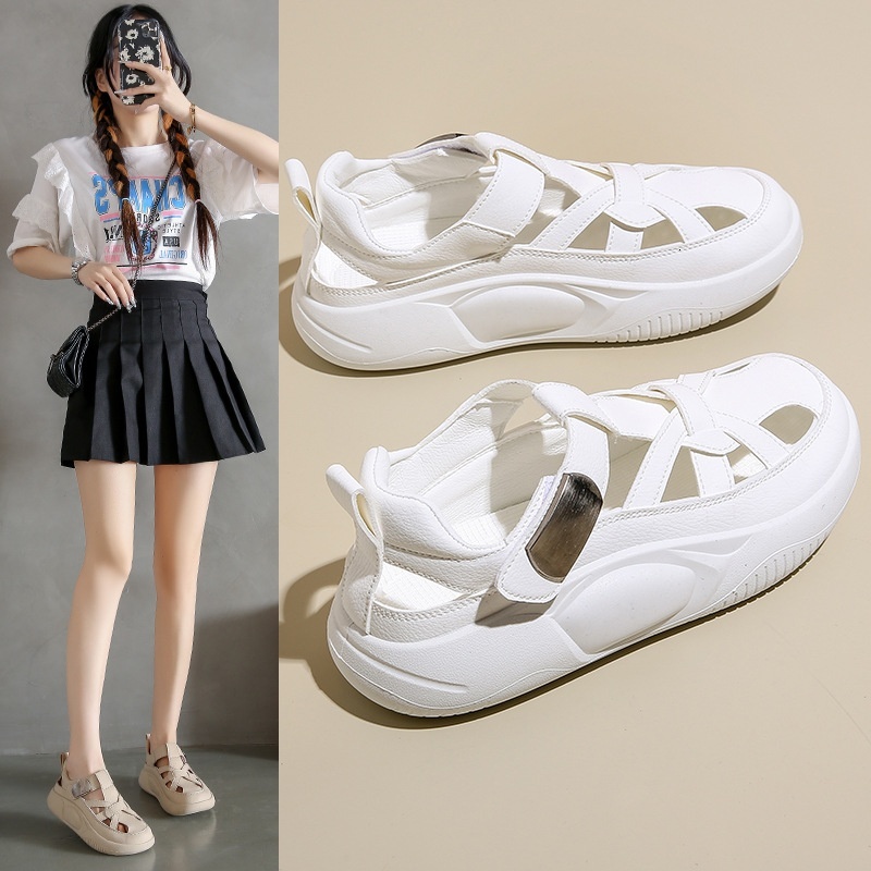 2024 Little White Shoes Women's Summer New Korean Edition Instagram Female Student Leisure Hollow out Versatile Sandals Street Shoot JC73