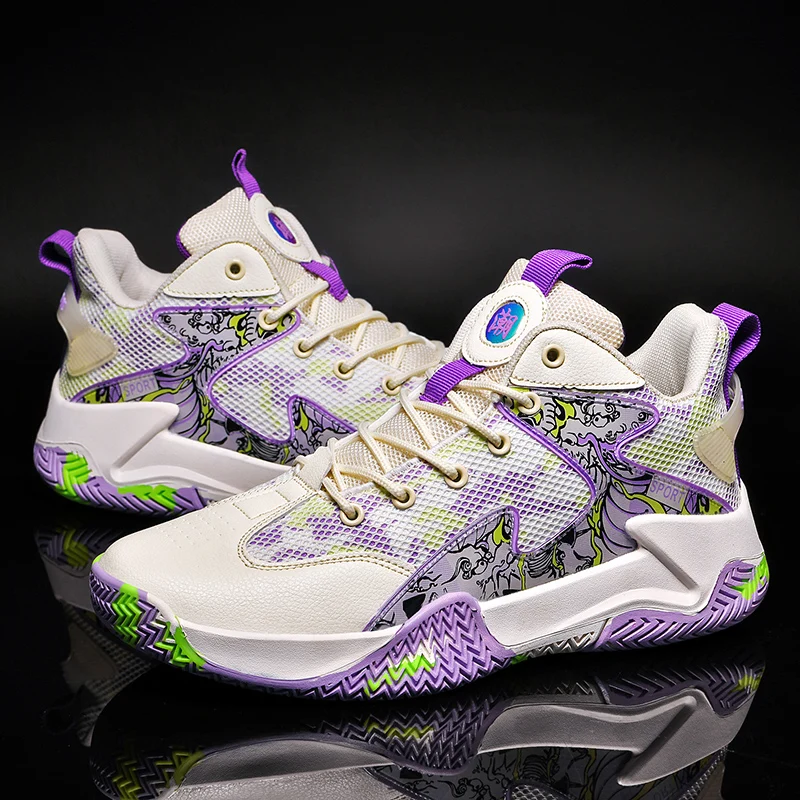 Men's Basketball Shoes Breathable Cushioning Non-Slip Wearable Sports Shoes Gym Training Athletic Basketball Sneakers for Women