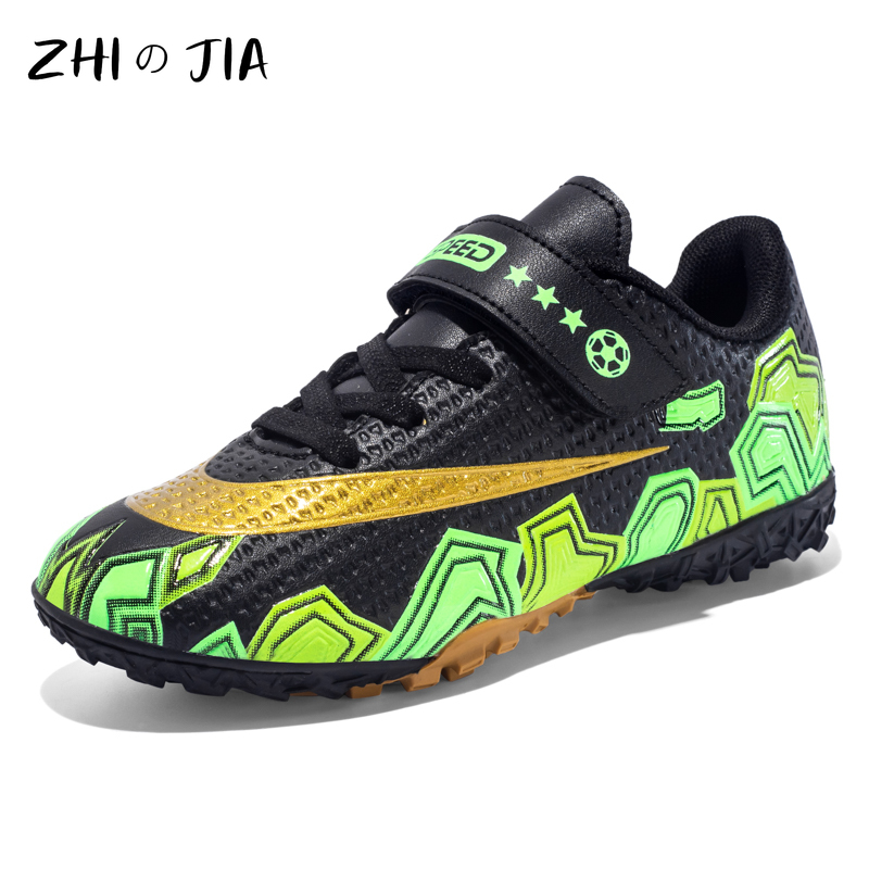 Children's Hook Loop Fastener Football Shoes Outdoor Training Shoes Leather Lightweight Breathable Sneaker Boys Casual Footwear