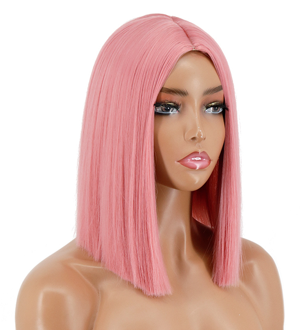 Synthetic Wig 1B 99J 4H27 Mechanism Bob Wig Middle Part 14inch Black High Temperature Fiber