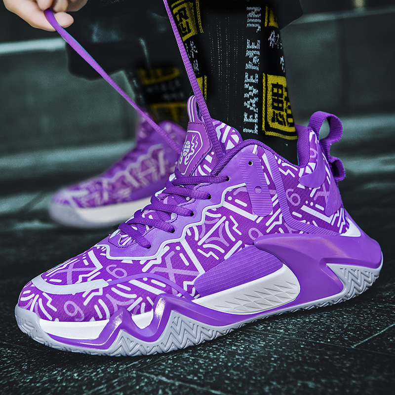 2023 New High Quality Men's Basketball Sneakers Streetwear Hip Hop Purple Sneakers Men Anti-slip Gym Sports Male Training Shoes