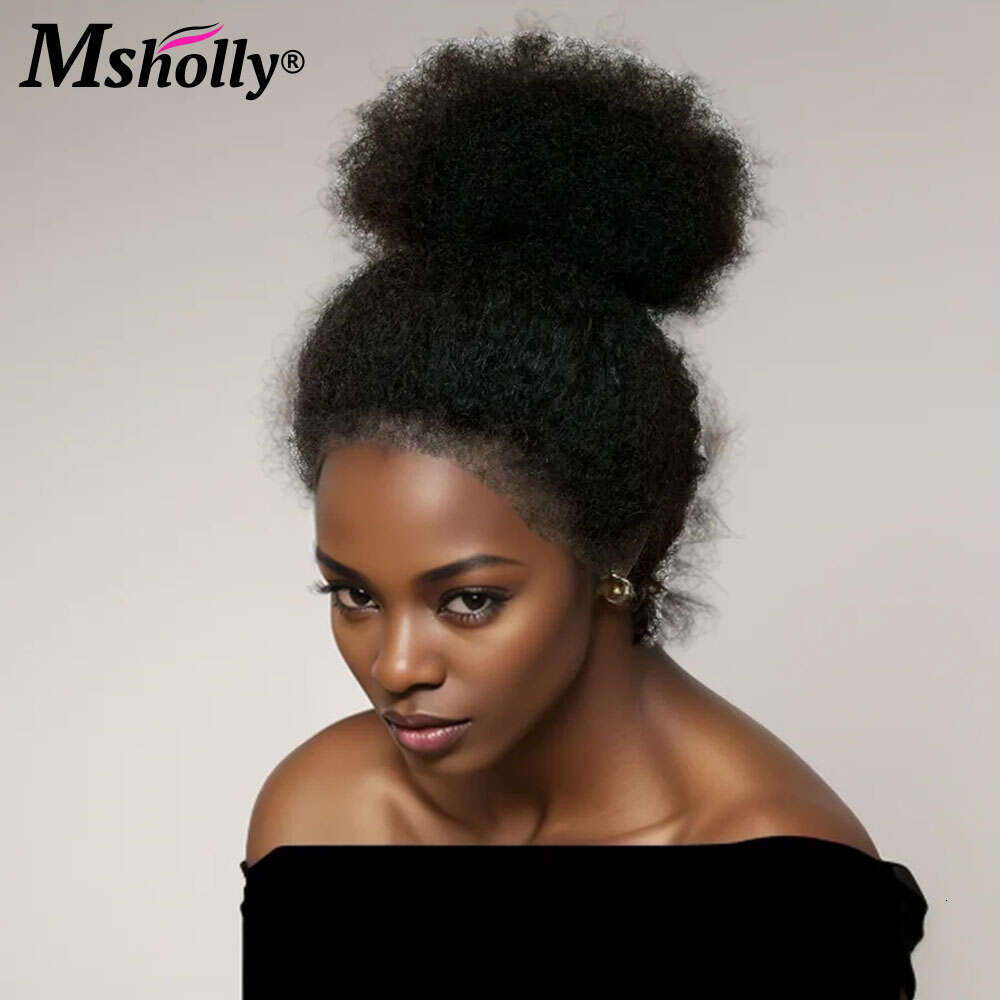 Afro Curly Wigs For Black Women 180% Density Brazilian Remy With Bleached Knots 13x4 Lace Frontal Wig Human Hair