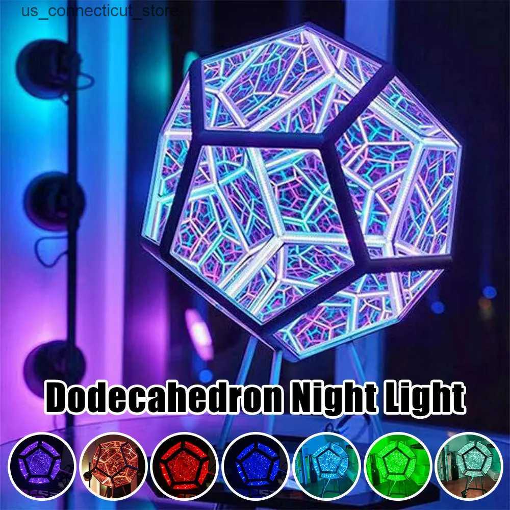 Novelty Lighting Creative Cool Infinite Dodecahedron Creative Cool Color Art Lights Night Lights Christmas Decoration Lights L240910