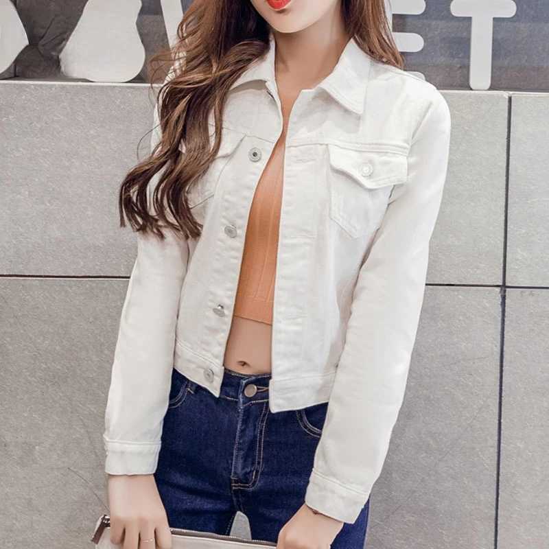 New Long Sleeve winter Slim White Black Jeans Top For Women Solid Denim Jacket Women Short Overcoat Ladies Jackets TopsX240920